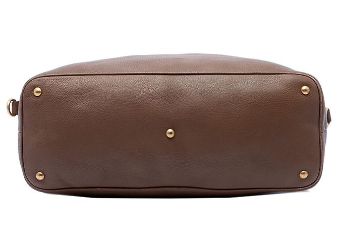 Borsa Satchel Gucci in Twill e Vitello Marrone - vista 3