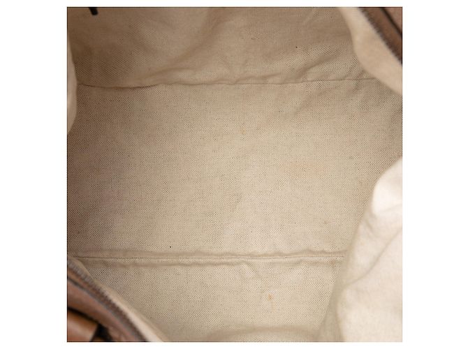 Borsa Satchel Gucci in Twill e Vitello Marrone - vista 4