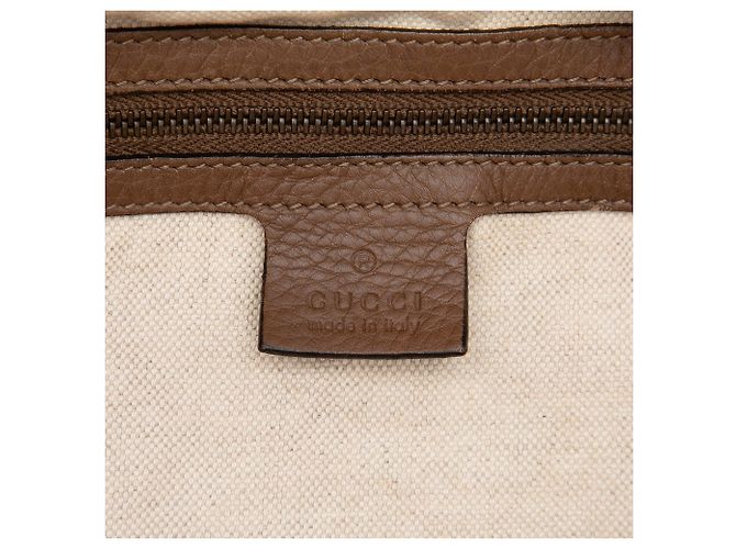 Borsa Satchel Gucci in Twill e Vitello Marrone - vista 5
