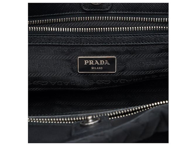 Borsa Tote con catena Prada Impuntu Tessuto Nera Nero - vista 5