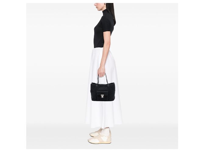 Borsa Tote con catena Prada Impuntu Tessuto Nera Nero - vista 6