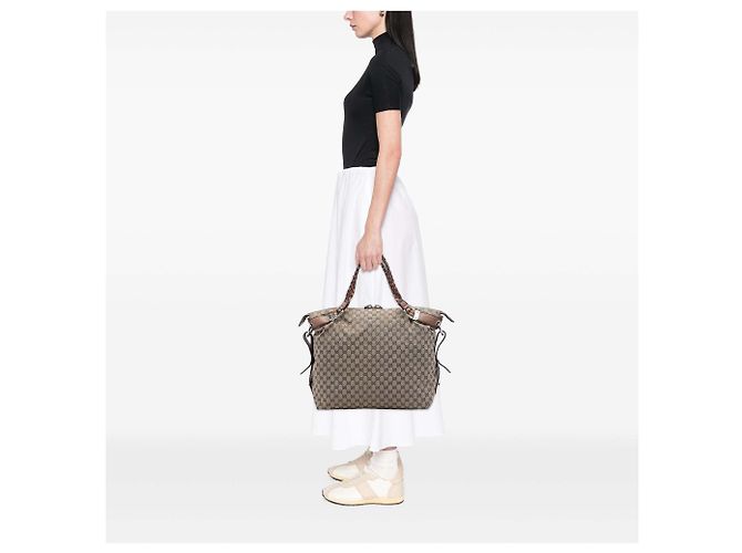 Tote Gucci Large GG Canvas Bamboo Bar Beige - vista 6