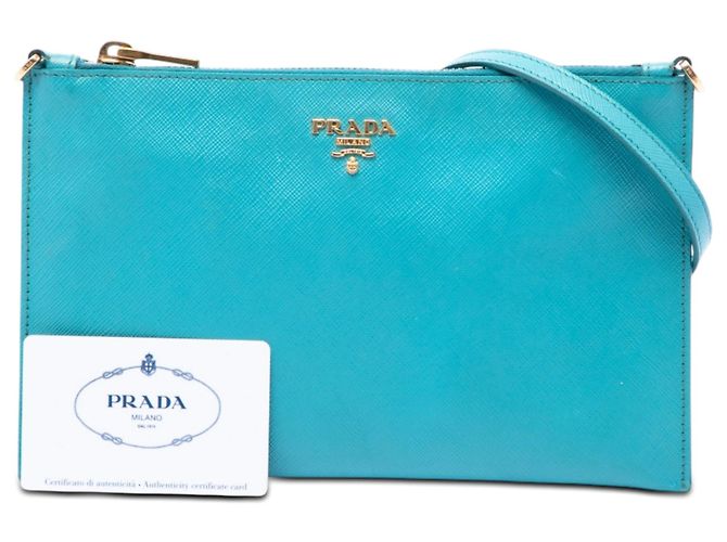 Bolsa de ombro Prada Saffiano azul - vista 7