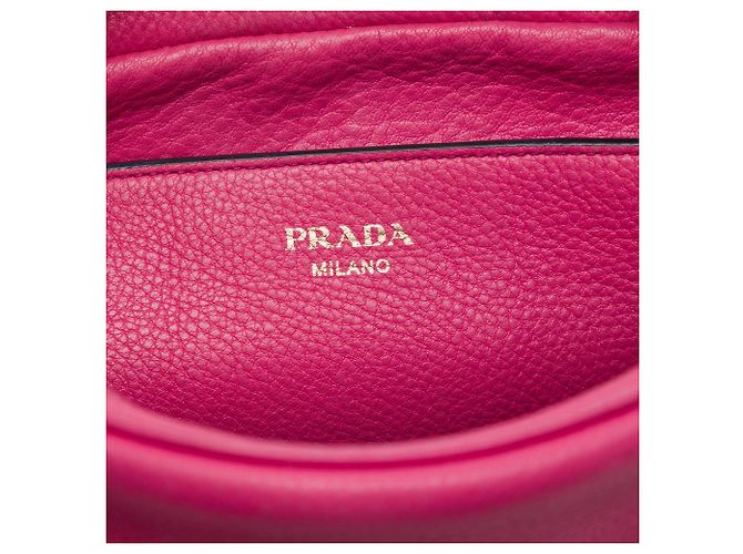 Borsa a tracolla con patta Prada Vitello Phenix Rosa - vista 5
