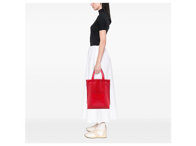 Borsa Shopper Tote Anagram in pelle rossa LOEWE Rosso - vista 6