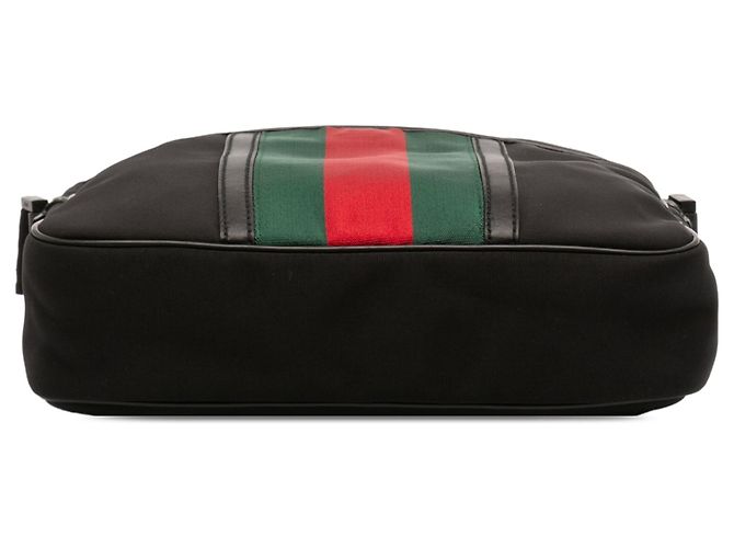 Borsa a tracolla Gucci in nylon nero con G intrecciate e Web - vista 3
