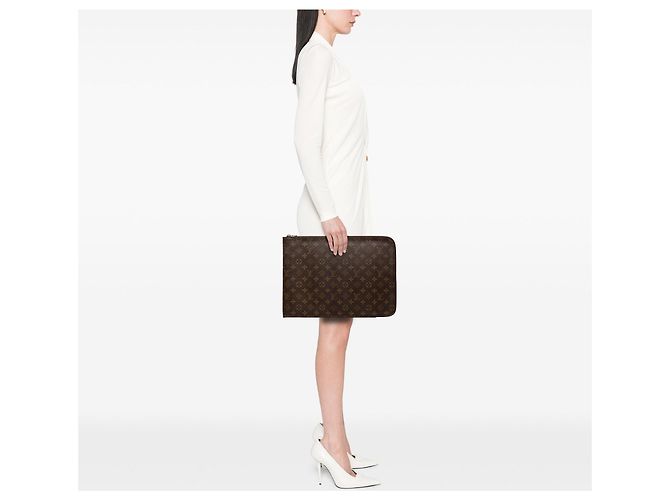 Borsa Business Portfolio Louis Vuitton Monogram Poche Documents Marrone - vista 7