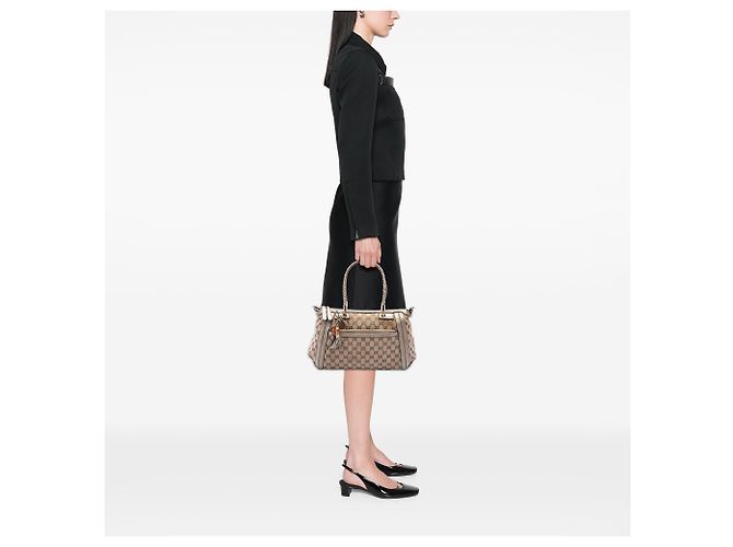 Borsa Satchel Gucci GG Canvas Bella Beige - vista 6