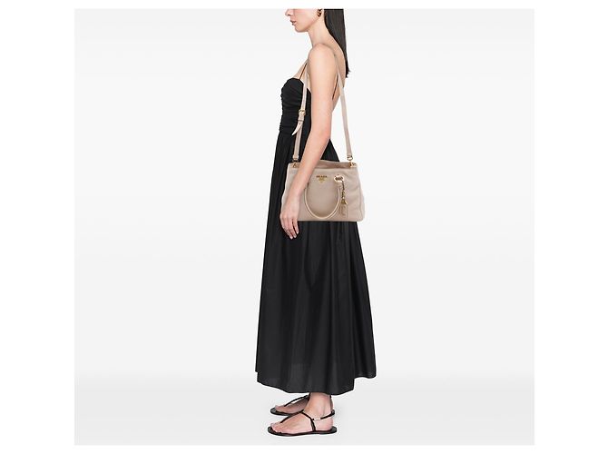 Borsa Tote Satchel Convertible Aperta Prada Vitello Phenix marrone - vista 7