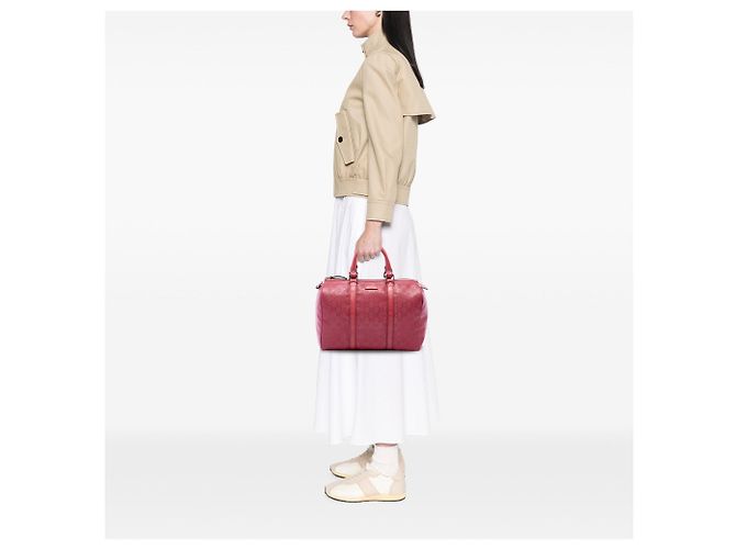 Borsa Boston Joy Gucci Medium Stampa GG Rossa Rosso - vista 6