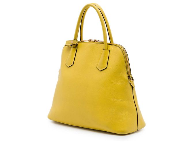 Borsa Dome Prada Large in pelle Saffiano gialla Giallo - vista 2