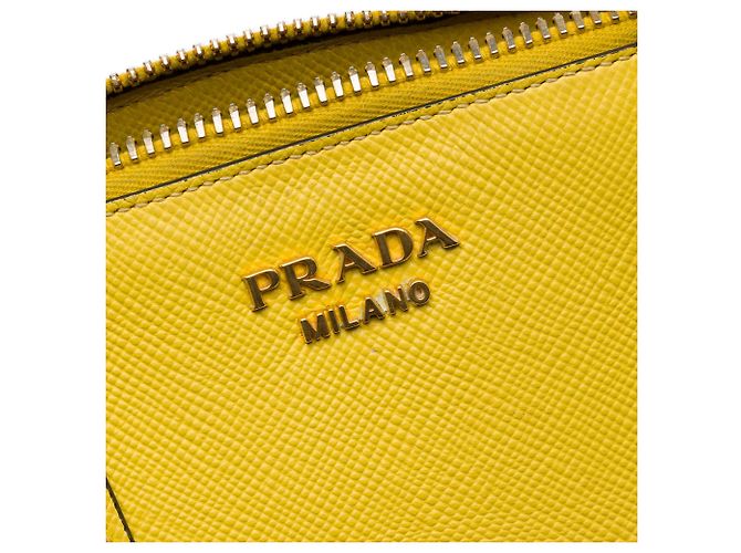 Borsa Dome Prada Large in pelle Saffiano gialla Giallo - vista 5