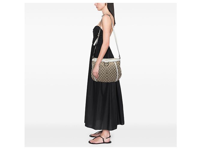 Borsa a tracolla Gucci GG Canvas Abbey D Ring Beige - vista 6