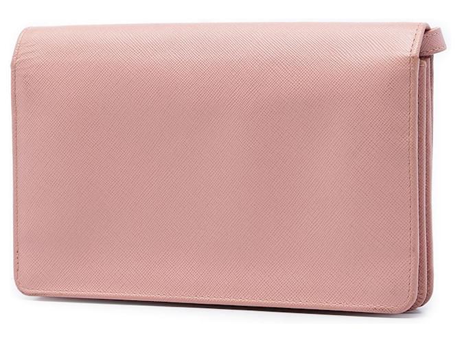 Borsa a tracolla Prada Saffiano Wallet on Strap Rosa - vista 2