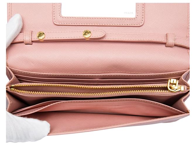 Borsa a tracolla Prada Saffiano Wallet on Strap Rosa - vista 4