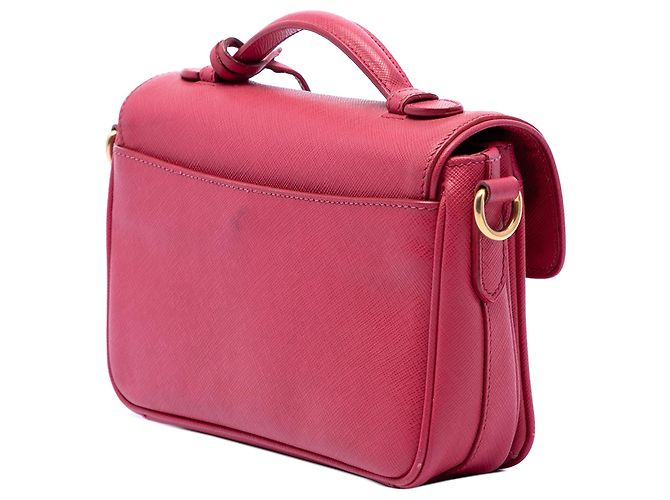 Borsa Satchel Prada Saffiano Sound Lock Rosa - vista 2