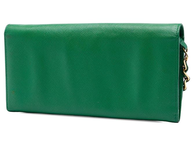 Borsa a tracolla Prada Saffiano Lux Wallet On Chain Verde - vista 2