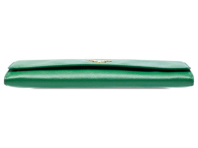 Borsa a tracolla Prada Saffiano Lux Wallet On Chain Verde - vista 3