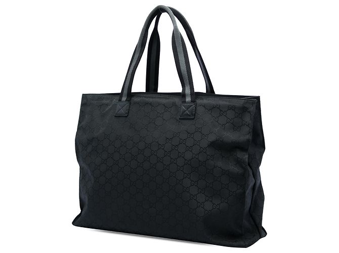 Tote Gucci GG in nylon nero con banda Web - vista 2