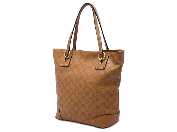 Borsa Tote Gucci Medium Guccissima GG Charm Marrone - vista 2