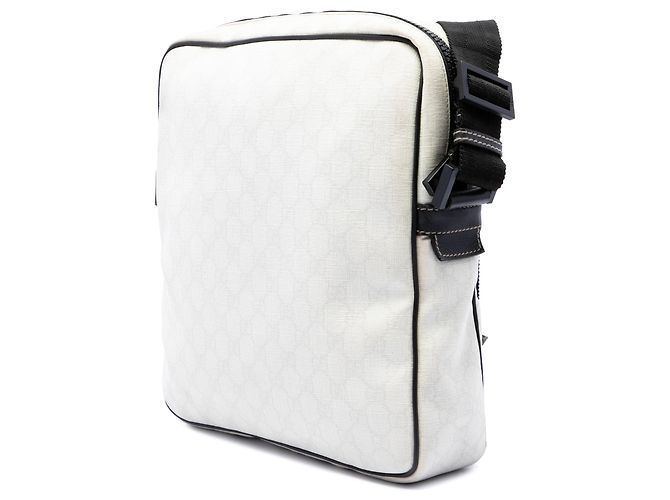 Borsa a tracolla Gucci GG Supreme Interlocking G Web bianca Bianco - vista 2