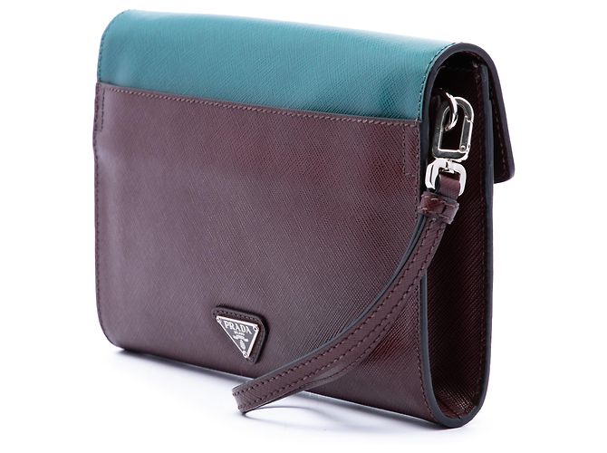 Clutch Prada bicolore rossa in Saffiano con chiusura push lock Rosso - vista 2