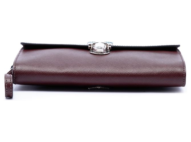 Clutch Prada bicolore rossa in Saffiano con chiusura push lock Rosso - vista 3
