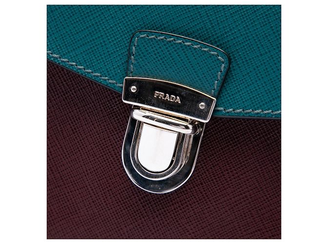 Clutch Prada bicolore rossa in Saffiano con chiusura push lock Rosso - vista 5