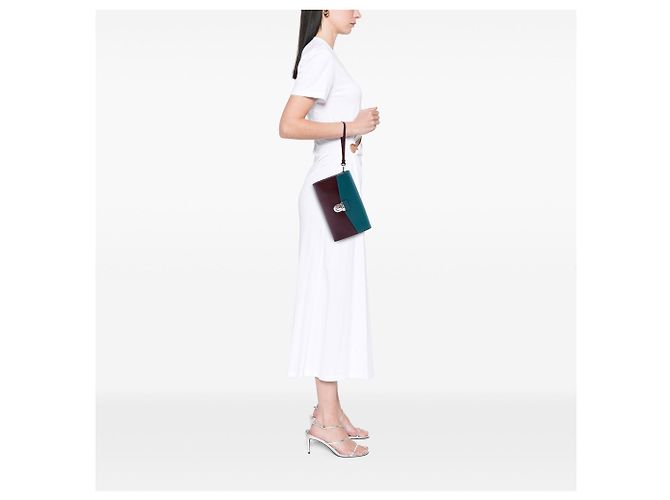 Clutch Prada bicolore rossa in Saffiano con chiusura push lock Rosso - vista 6