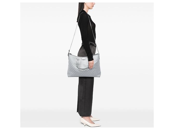 Borsa Satchel Gucci GG Canvas Grigia Grigio - vista 5