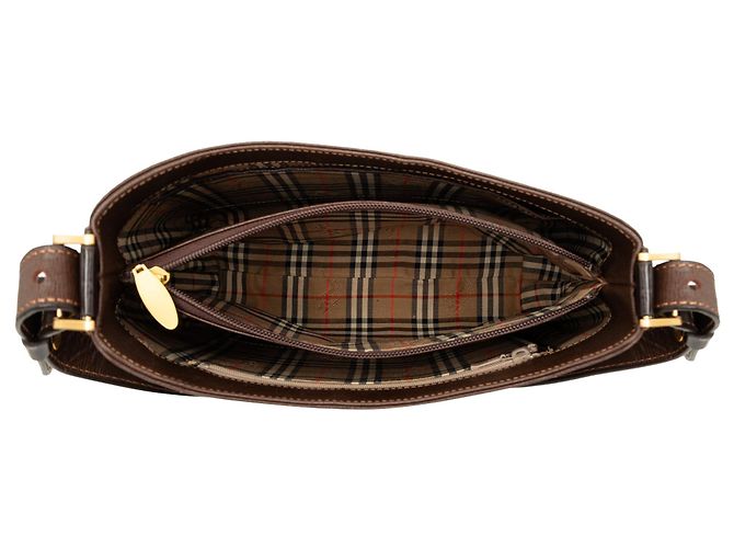 Borsa a tracolla Burberry in pelle marrone - vista 4