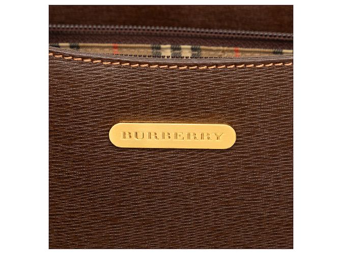 Borsa a tracolla Burberry in pelle marrone - vista 5