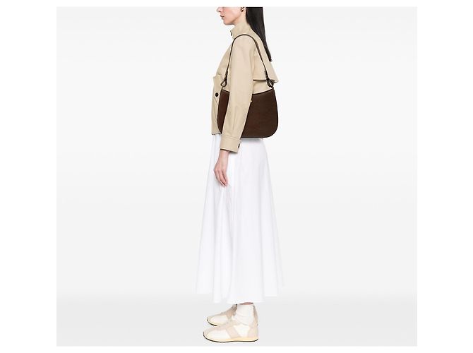 Borsa a tracolla Burberry in pelle marrone - vista 6