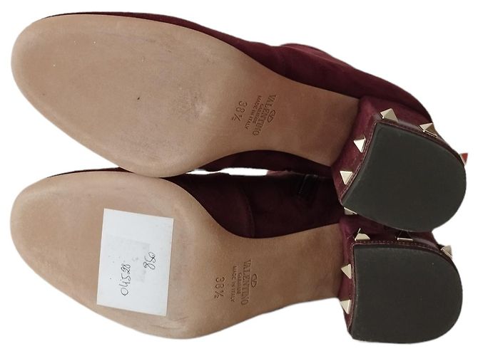 Valentino Garavani Rockstud Stivaletti in Camoscio Viola Porpora - vista 7