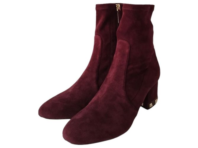 Valentino Rockstud Botines de Ante Morado Púrpura - vista 4