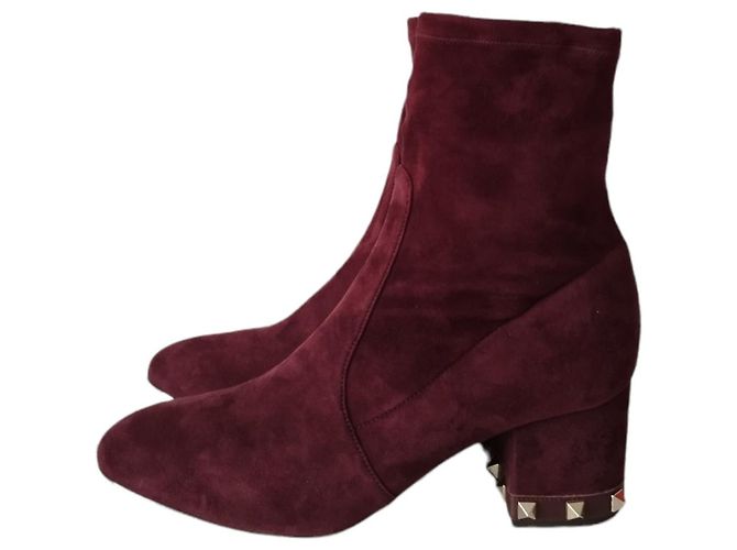 Valentino Rockstud Botines de Ante Morado Púrpura - vista 5
