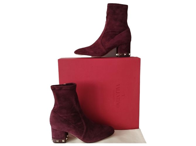 Valentino Rockstud Botines de Ante Morado Púrpura - vista 8