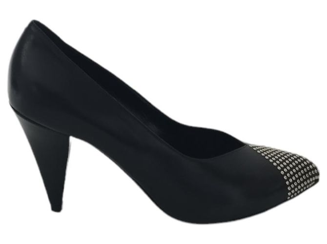 Céline Décolleté Celine in pelle nera borchiata Nero - vista 7