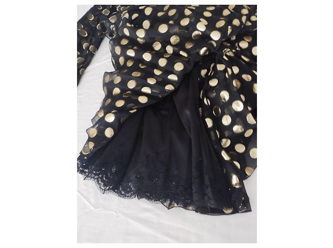 Dolce & Gabbana Vestido Preto com Bolinhas Douradas Dourado - vista 10
