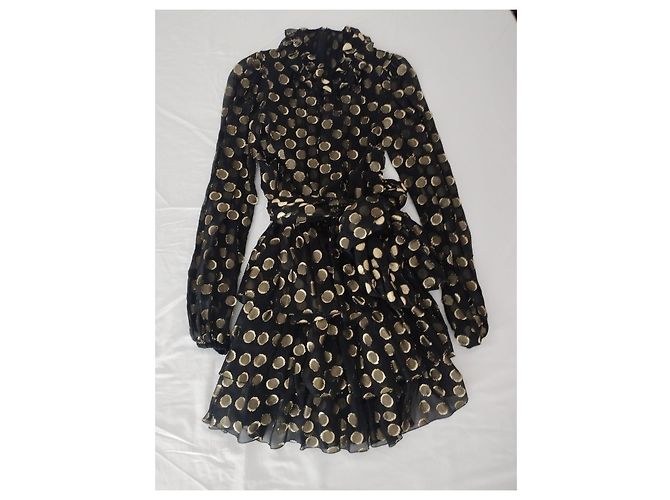 Dolce & Gabbana Vestido Preto com Bolinhas Douradas Dourado - vista 11