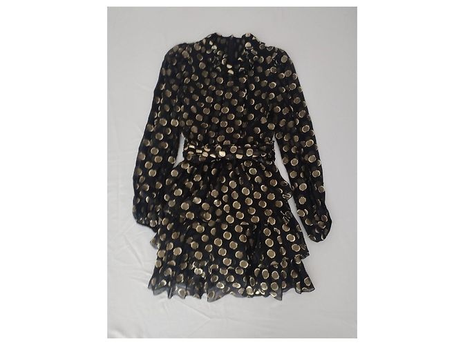 Dolce & Gabbana Vestido Preto com Bolinhas Douradas Dourado - vista 2