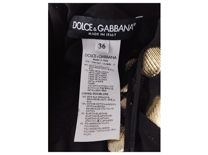 Dolce & Gabbana Vestido Preto com Bolinhas Douradas Dourado - vista 3