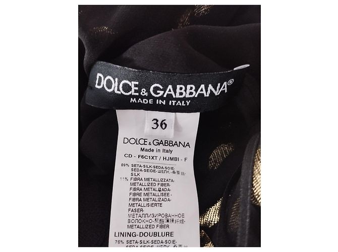 Dolce & Gabbana Vestido Preto com Bolinhas Douradas Dourado - vista 4