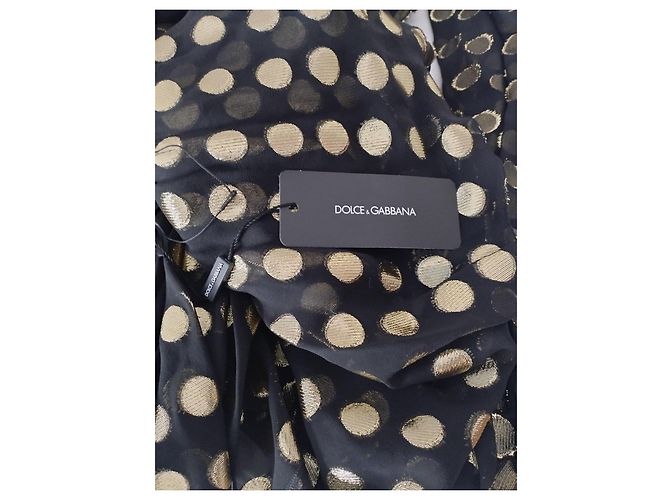 Dolce & Gabbana Vestido Preto com Bolinhas Douradas Dourado - vista 6