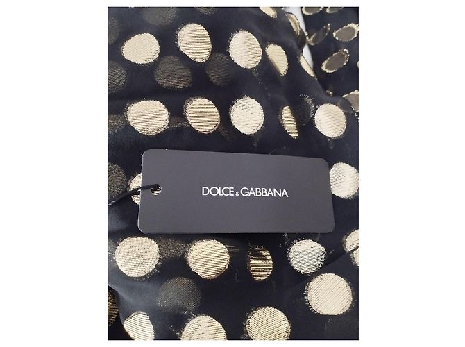 Dolce & Gabbana Vestido Preto com Bolinhas Douradas Dourado - vista 7