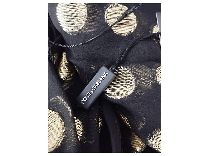 Dolce & Gabbana Vestido Preto com Bolinhas Douradas Dourado - vista 9