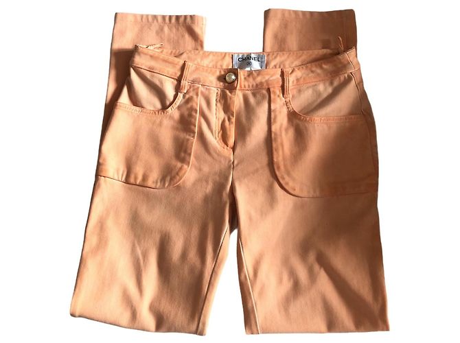 Pantalones Chanel de denim lavado naranja - vista 3