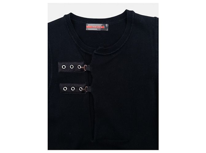 Prada 2000s Chaleco de punto sin mangas con hebillas bondage Negro - vista 3