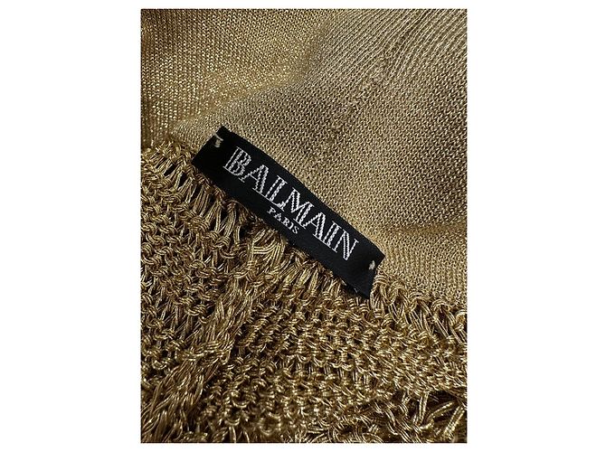 Set Top in maglia traforata dorata e Bermuda Balmain FR 36 Usato - vista 7