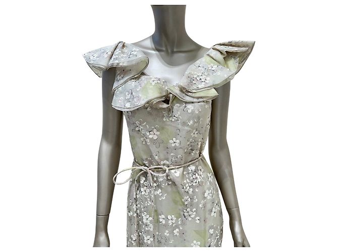 Valentino Seidenkleid mit Blumenprint und Rüschen US 6 gebraucht - Ansicht 3